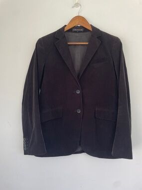 Theory Dark Brown Corduroy Two-Button Blazer